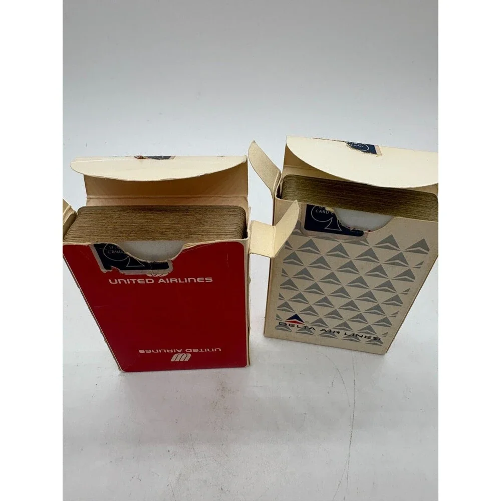 United Airlines Sealed Deck & Delta Air Lines Open Deck Playing Cards USA